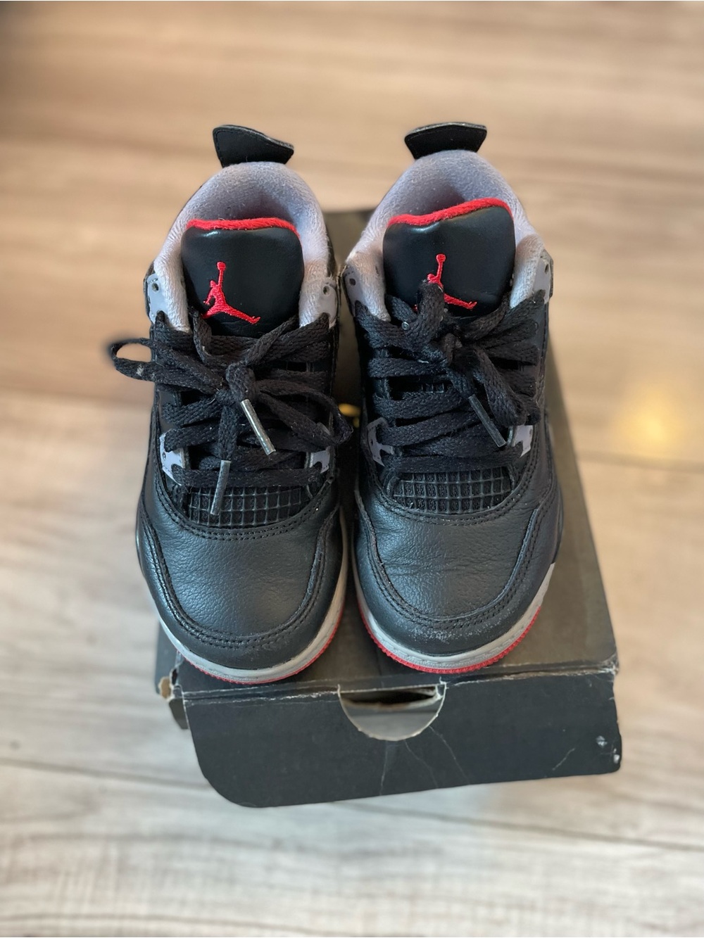 Jordan 4 Retro Kids' Black/Red Basketball Shoes